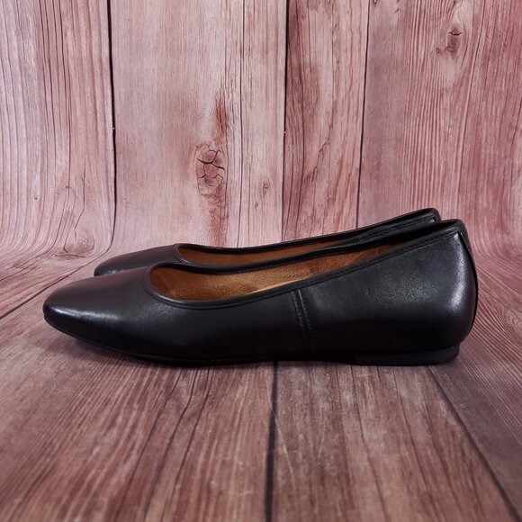 Vionic Orinda Ballet Flats Womens Size 8.5 Wide Square Toe Shoes Black Leather - Picture 2 of 15